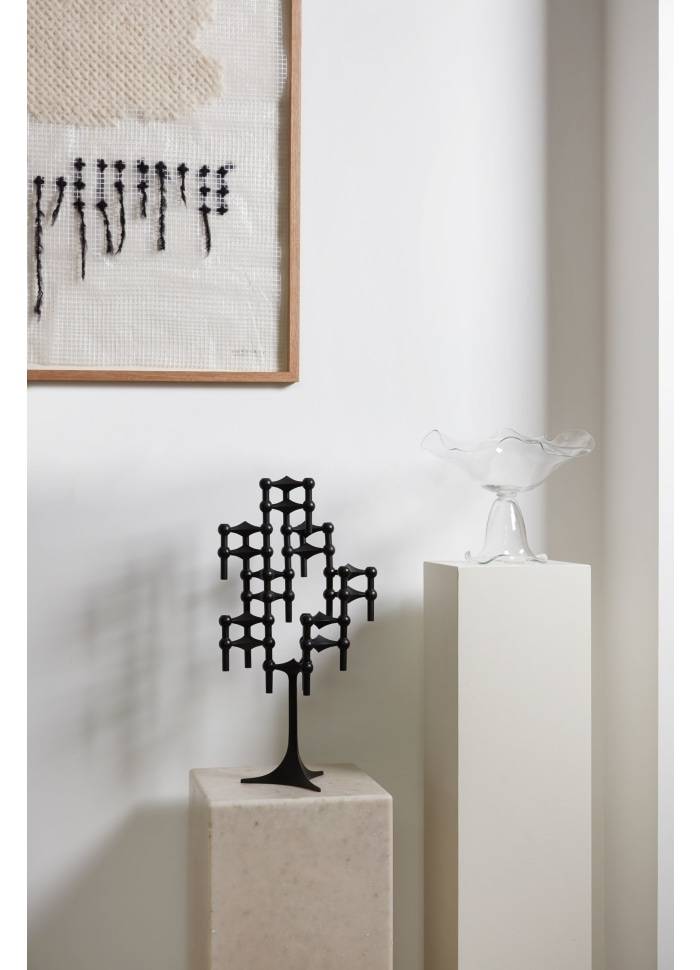 3.Stoff Nagel Kerzenhalter schwarz