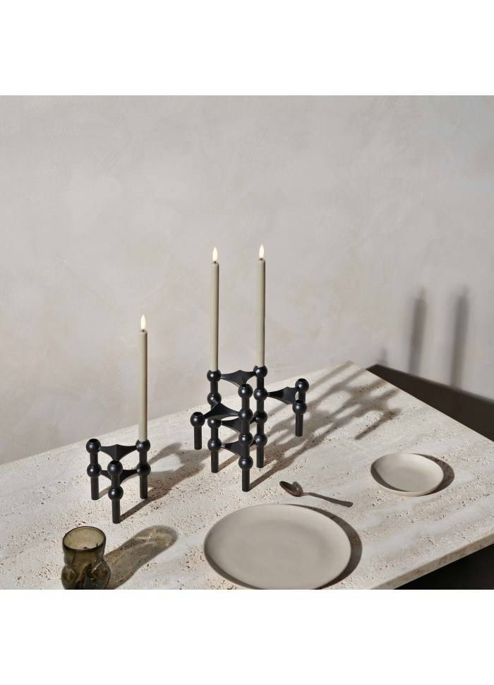 6.Stoff Nagel Kerzenhalter schwarz